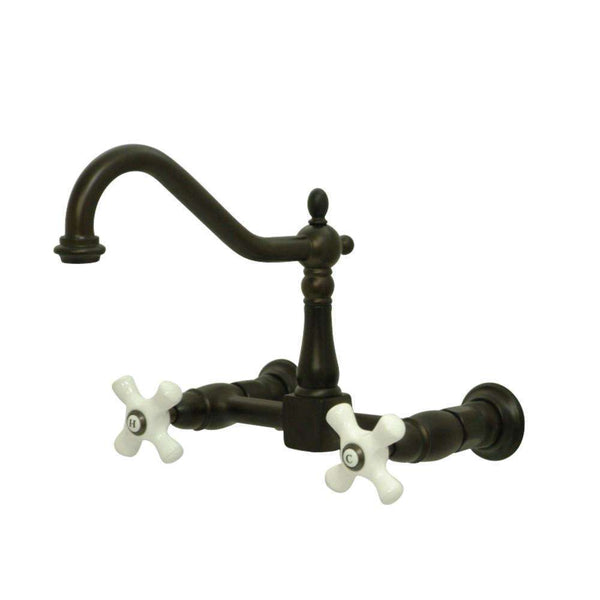 Kingston KS1245PX Heritage 8 in. Wall Mount Kitchen Faucet