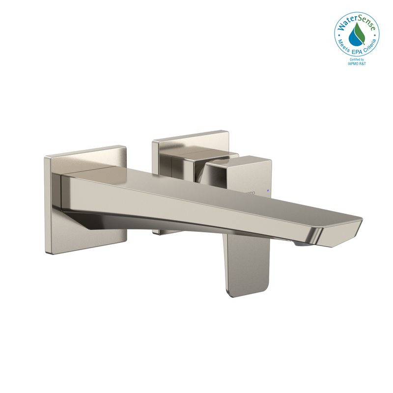 TOTO GE 1.2 GPM Wall-Mount Single-Handle Long Bathroom Faucet with COMFORT GLIDE Technology, Polished Nickel TLG07308U