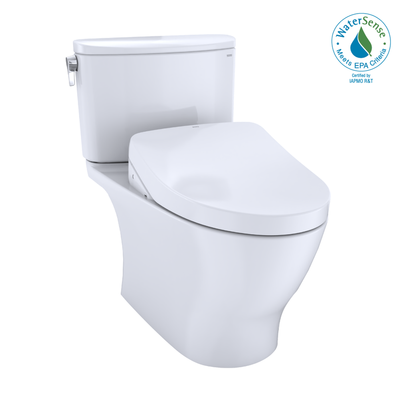 TOTO WASHLET Nexus 1G Two-Piece Elongated 1.0 GPF Toilet with Auto Flush S500e Contemporary Bidet Seat, Cotton White MW4423046CUFGA