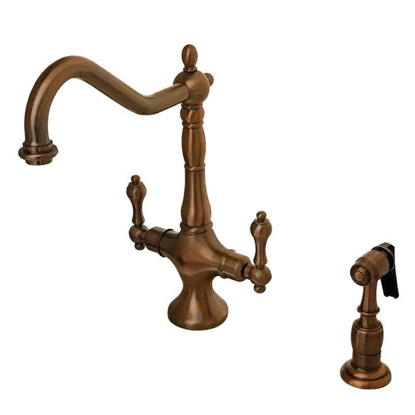 Kingston KS177ALBSAC Heritage 2-Hnd Kitchen Faucet W/ Sp,