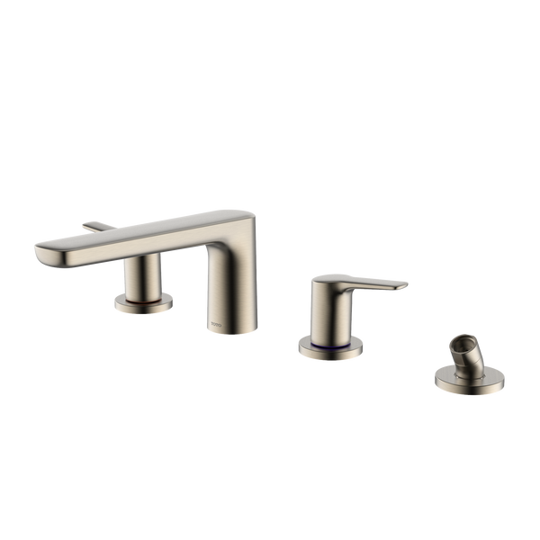 TOTO GS Four-hole Deck-Mount Roman Tub Filler Trim with Handshower, Brushed Nickel TBG03202U#BN