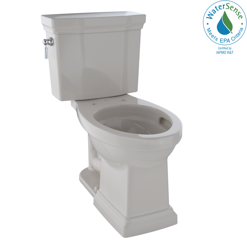 TOTO Promenade II Two-Piece Elongated 1.28 GPF Universal Height Toilet with CeFiONtect, Sedona Beige CST404CEFG