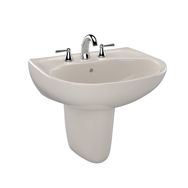 TOTO Supreme Oval Wall-Mount Bathroom Sink with CeFiONtect and Shroud for 4 Inch Center Faucets, Sedona Beige LHT241.4G