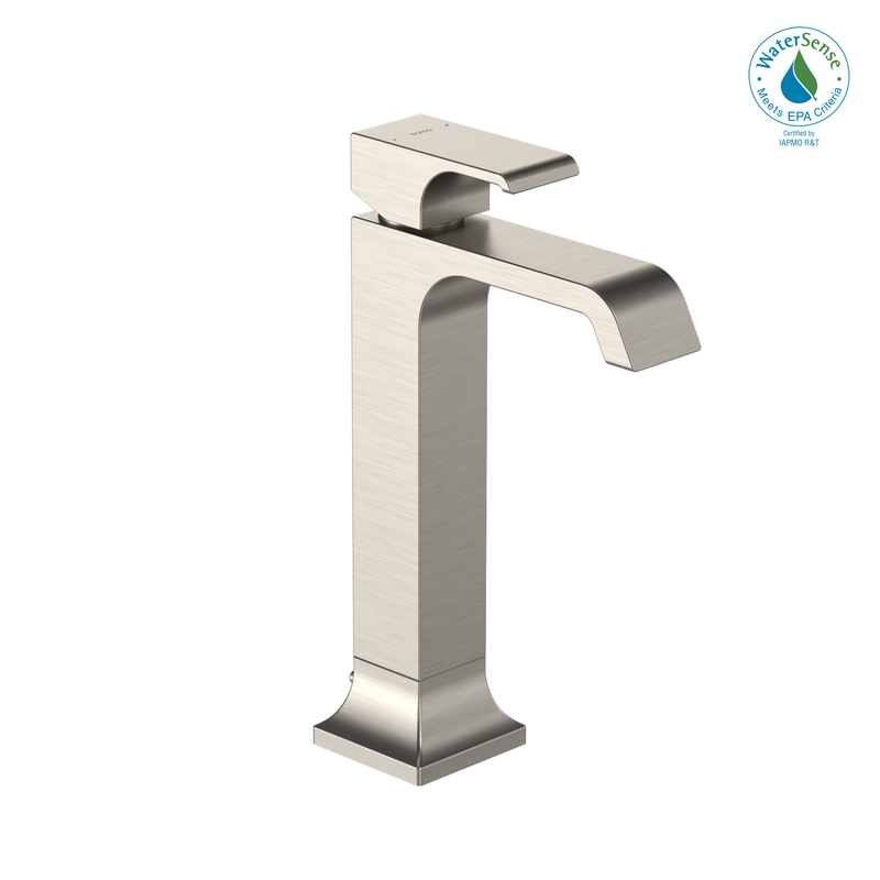 TOTO GC 1.2 GPM Single Handle Vessel Bathroom Sink Faucet with COMFORT GLIDE Technology, Brushed Nickel TLG3305U