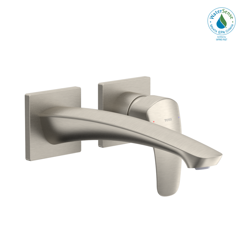 TOTO GM 1.2 GPM Wall-Mount Single-Handle Long Bathroom Faucet with COMFORT GLIDE Technology, Brushed Nickel TLG09308U