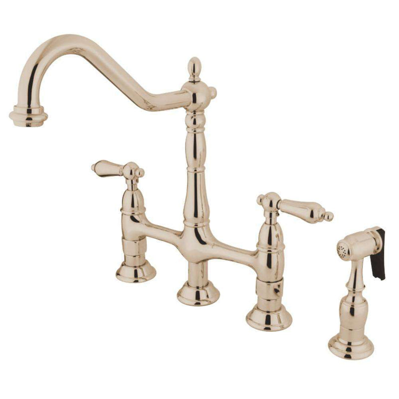 Kingston KS1276ALBS Heritage 8 in. Bridge Kitchen Faucet W/