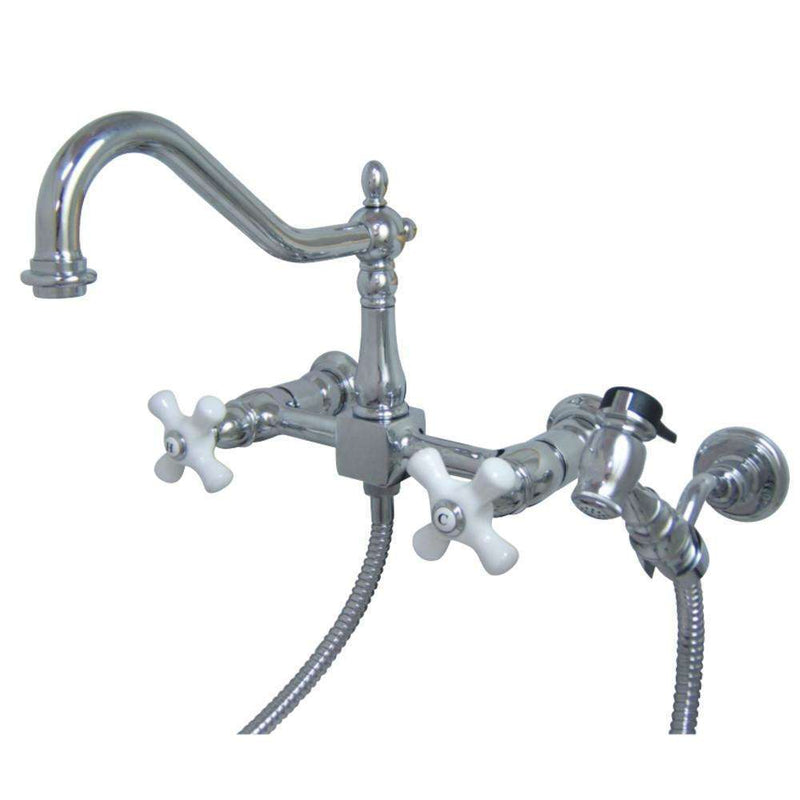 Kingston KS1241PXBS Heritage Two-Hnd Wall Mount K Faucet