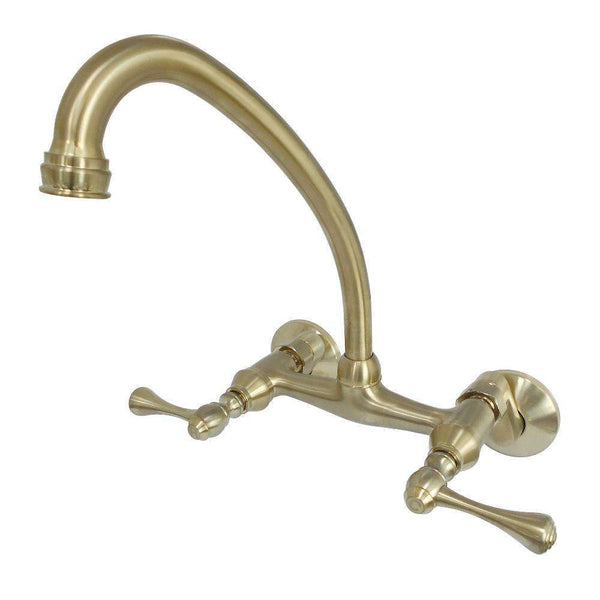 Kingston KS314SB 6" Adj Center Wall Mount Kitchen Faucet