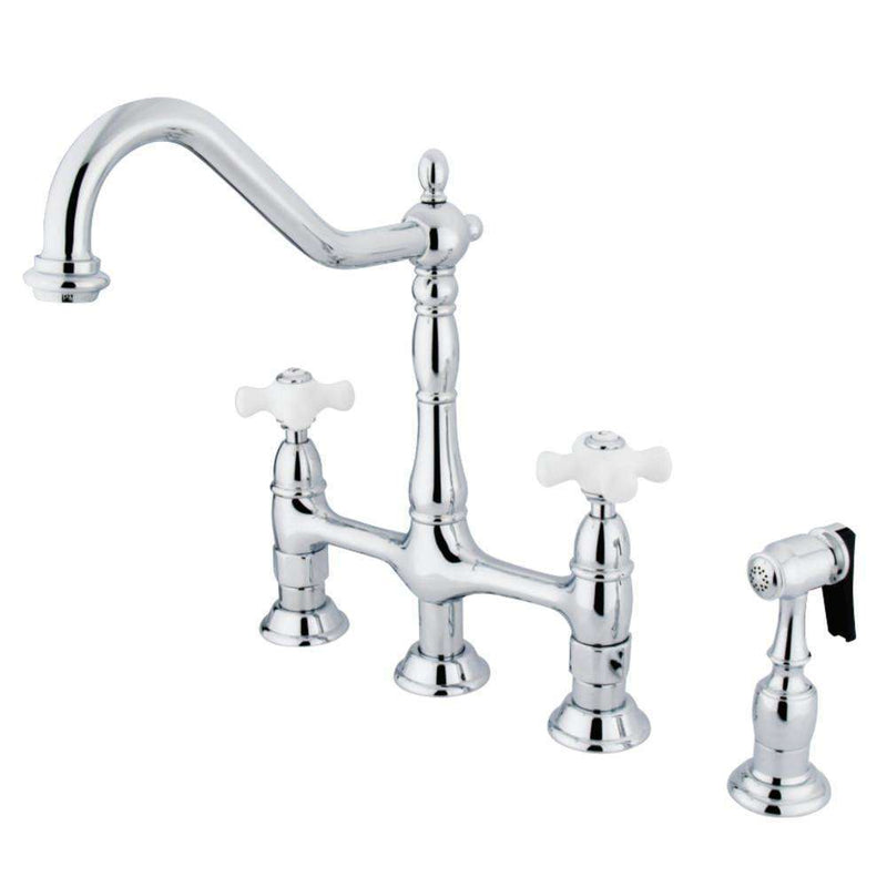 Kingston KS1271PXBS Heritage 8 in. Bridge Kitchen Faucet W/