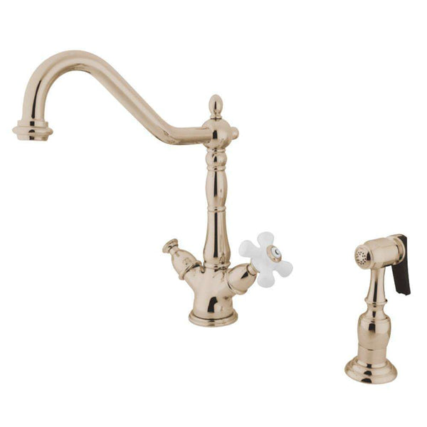 Kingston KS1236PXBS Heritage 2-Hnd Kitchen Faucet W/ Sp