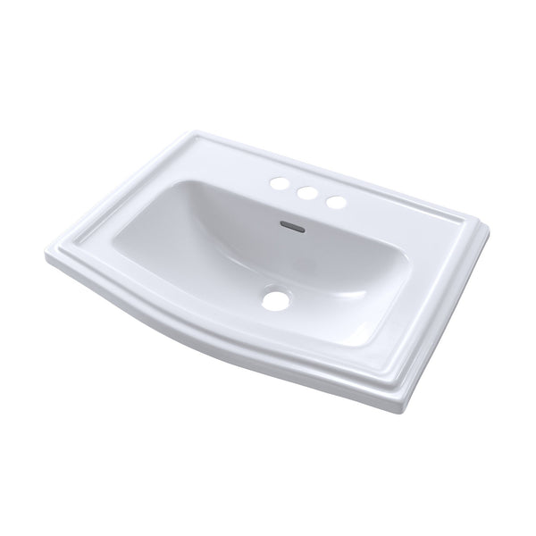 TOTO Clayton Rectangular Self-Rimming Drop-In Bathroom Sink for 4 Inch Center Faucets, Cotton White LT781.4#01