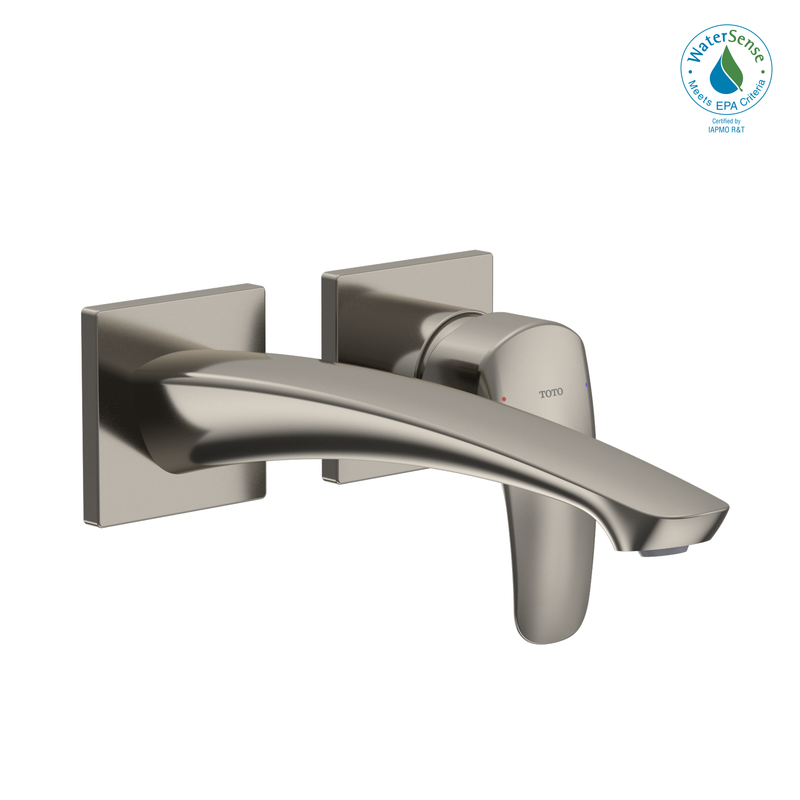 TOTO GM 1.2 GPM Wall-Mount Single-Handle Long Bathroom Faucet with COMFORT GLIDE Technology, Polished Nickel TLG09308U