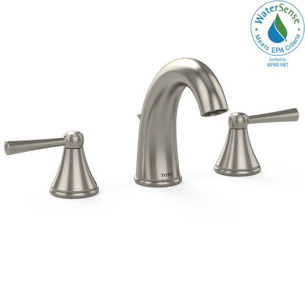 TOTO SilasTwo Handle Widespread 1.2 GPM Bathroom Sink Faucet, Brushed Nickel TL210DD12#BN