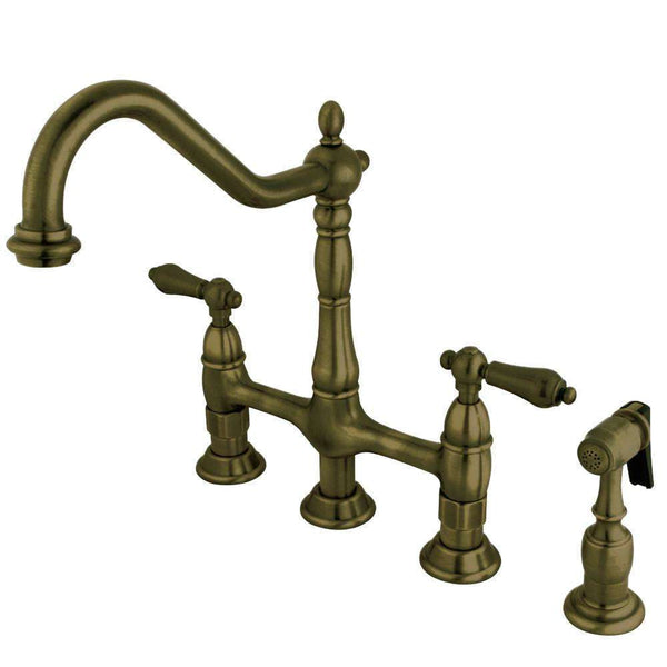 Kingston KS1273ALBS Heritage 8 in. Bridge Kitchen Faucet W/