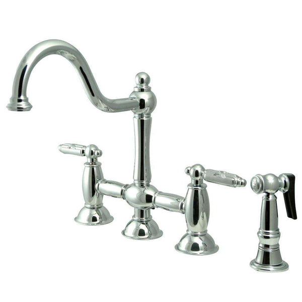 Kingston KS3791GLBS Restoration Kitchen Bridge Faucet W/ Sp