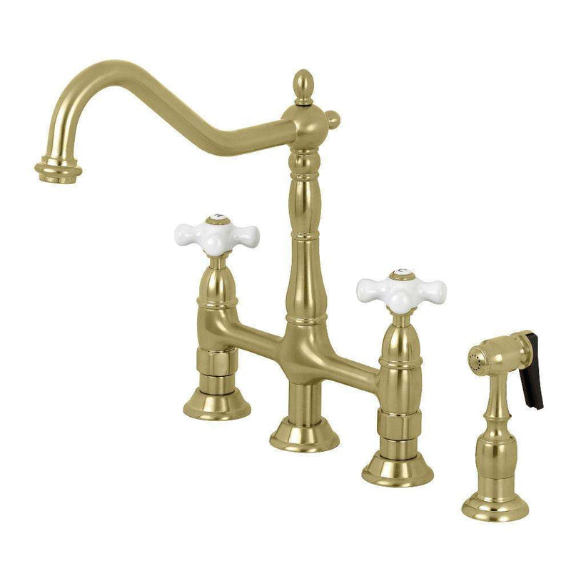 Kingston KS1277PXBS Heritage 8 in. Bridge Kitchen Faucet W/