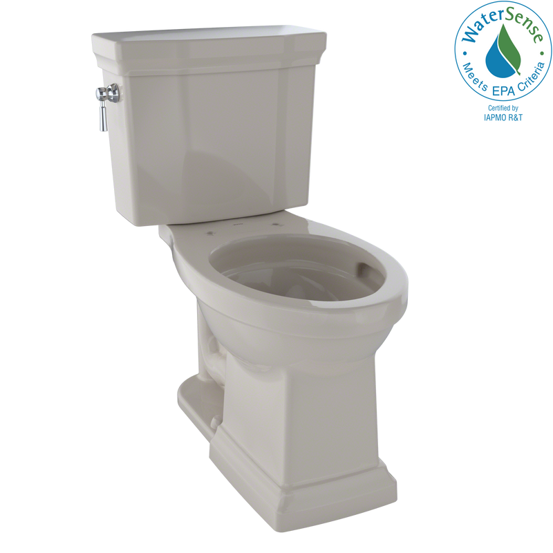 TOTO Promenade II Two-Piece Elongated 1.28 GPF Universal Height Toilet with CeFiONtect, Bone CST404CEFG