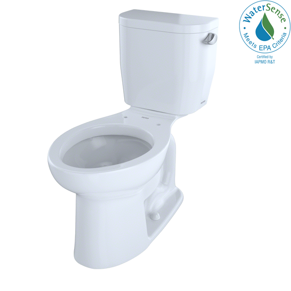 TOTO Entrada Two-Piece Elongated 1.28 GPF Universal Height Toilet with Right-Hand Trip Lever, Cotton White CST244EFR#01