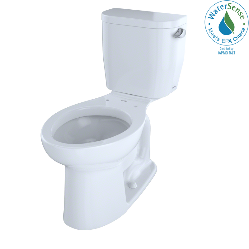 TOTO Entrada Two-Piece Elongated 1.28 GPF Universal Height Toilet with Right-Hand Trip Lever, Cotton White CST244EFR