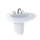 TOTO Prominence Oval Wall-Mount Bathroom Sink with CeFiONtect and Shroud for 4 Inch Center Faucets, Cotton White LHT242.4G