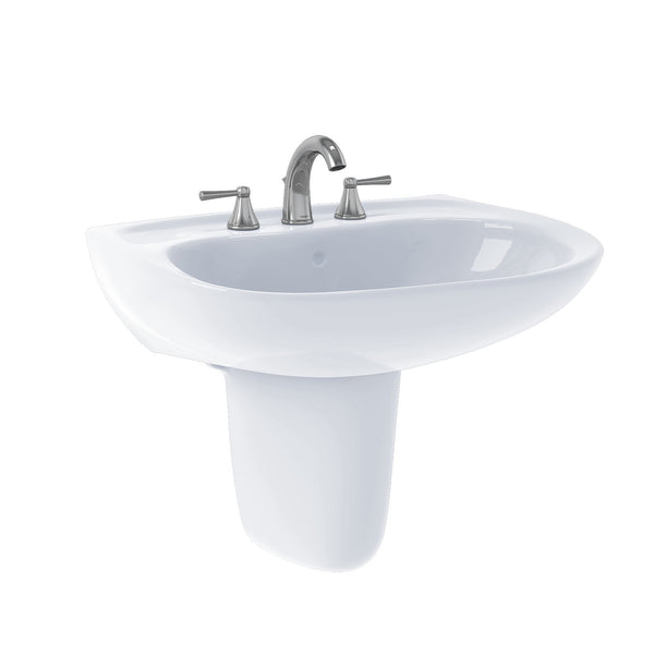 TOTO Prominence Oval Wall-Mount Bathroom Sink with CeFiONtect and Shroud for 4 Inch Center Faucets, Cotton White LHT242.4G#01