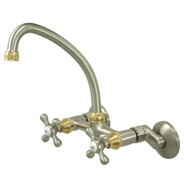 Kingston KS214SNPB 6" Adj Center Wall Mount Kitchen Faucet/