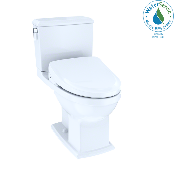 TOTO WASHLET Connelly Two-Piece Elongated Dual Flush 1.28 and 0.9 GPF Toilet and Classic WASHLET S550e Bidet Seat, Cotton White MW4943054CEMFG#01