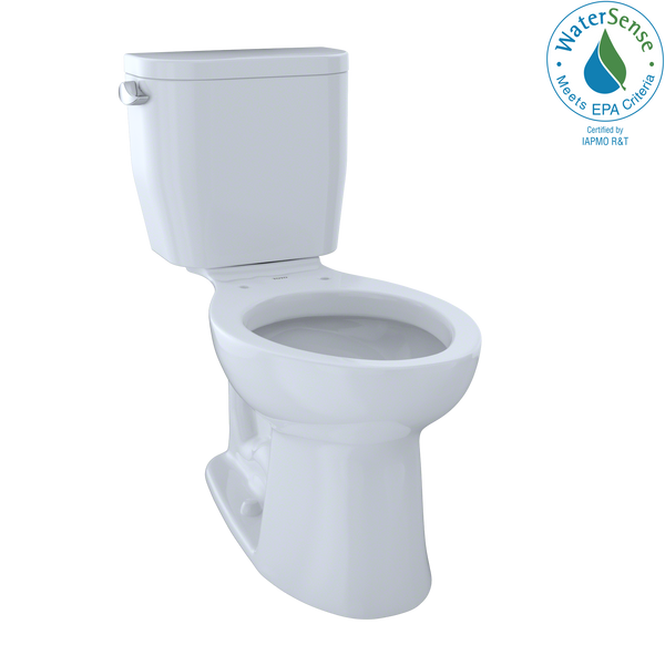 TOTO Entrada Two-Piece Elongated 1.28 GPF Universal Height Toilet, Cotton White CST244EF#01