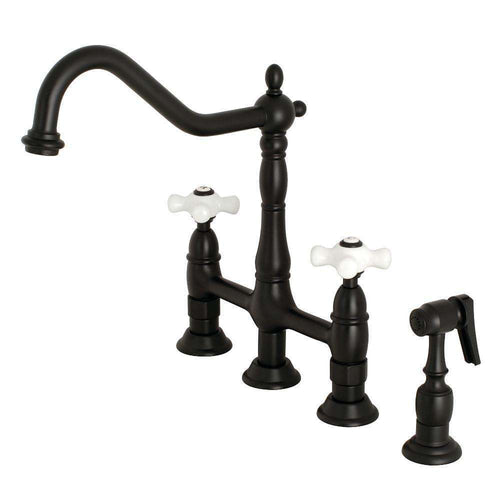 Kingston KS1270PXBS Heritage 8 in. Bridge Kitchen Faucet W/