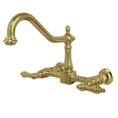 Kingston KS1242AL Heritage 8 in. Wall Mount Kitchen Faucet