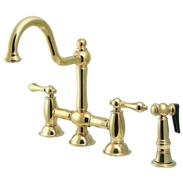 Kingston KS3792ALBS Restoration Kitchen Bridge Faucet W/ Sp