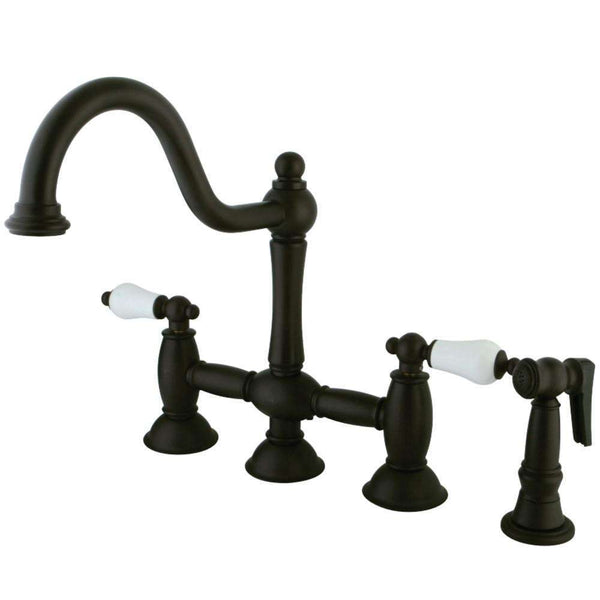 Kingston KS3795PLBS Restoration Kitchen Bridge Faucet W/ Sp