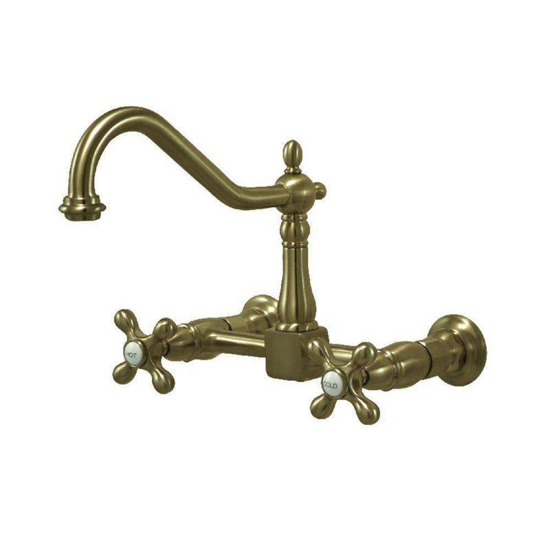 Kingston KS1243AX Heritage 8 in. Wall Mount Kitchen Faucet,