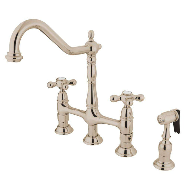 Kingston KS1276AXBS Heritage 8 in. Bridge Kitchen Faucet W/