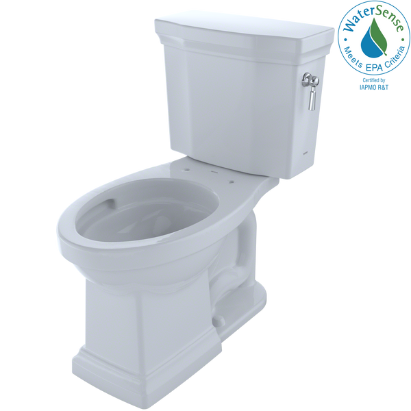 TOTO Promenade II Two-Piece Elongated 1.28 GPF Universal Height Toilet with CeFiONtect and Right-Hand Trip Lever, Cotton White CST404CEFRG#01