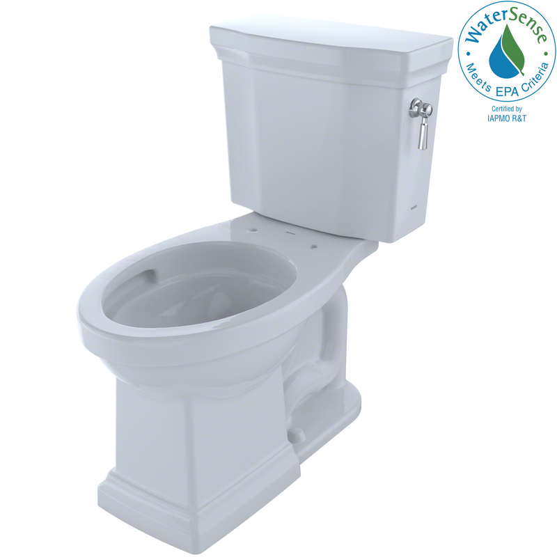 TOTO Promenade II Two-Piece Elongated 1.28 GPF Universal Height Toilet with CeFiONtect and Right-Hand Trip Lever, Cotton White CST404CEFRG