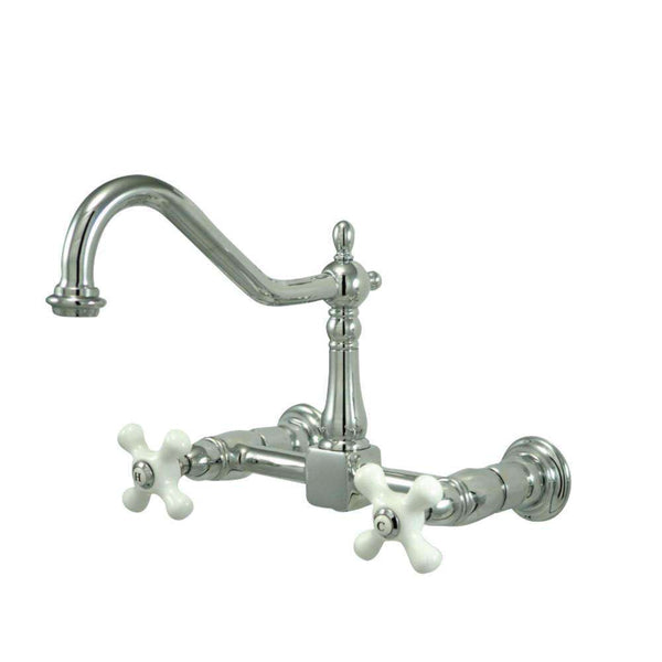 Kingston KS1241PX Heritage 8 in. Wall Mount Kitchen Faucet