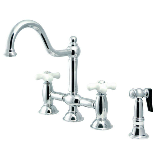 Kingston KS3791PXBS Restoration Kitchen Bridge Faucet W/ Sp