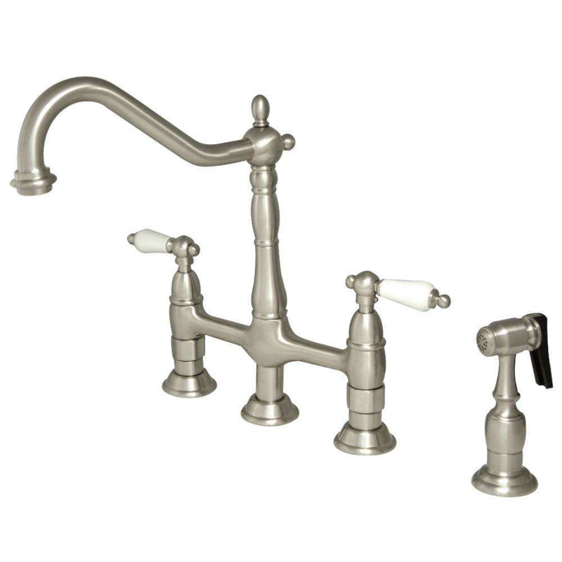 Kingston KS1278PLBS Heritage 8 in. Bridge Kitchen Faucet W/