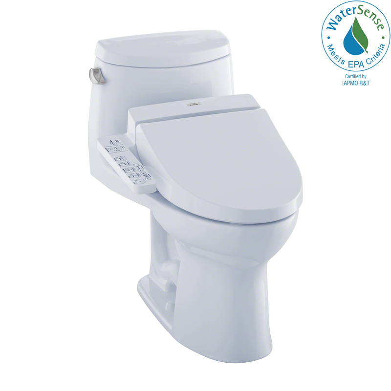 TOTO WASHLET UltraMax II One-Piece Elongated 1.28 GPF Toilet and WASHLET C100 Bidet Seat, Cotton White MW6042034CEFG