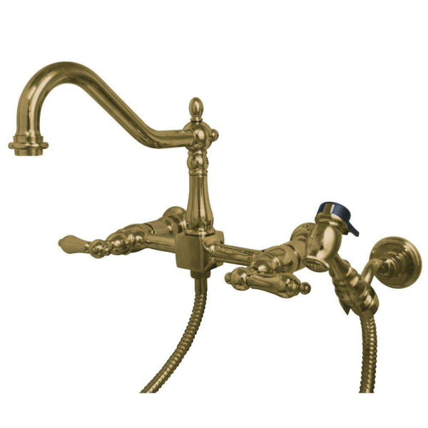 Kingston KS1242ALBS Heritage 8 in. Wall Mount Kitchen Faucet