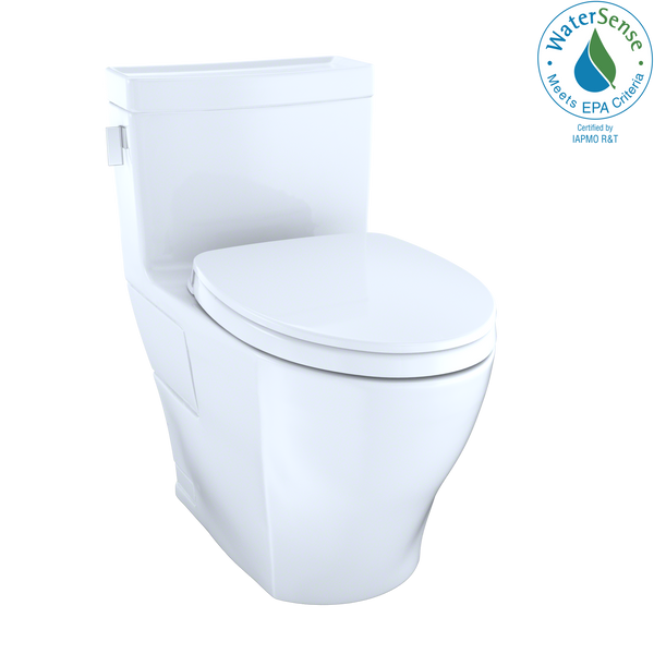 TOTO Legato WASHLET One-Piece Elongated 1.28 GPF Universal Height Skirted Toilet with CEFIONTECT, Cotton White MS624124CEFG#01