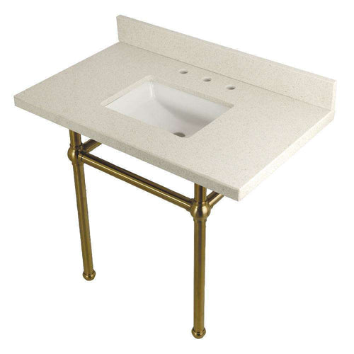 Kingston Brass KVPB3630WQBSQ7 36X22 White Quartz Vanity with