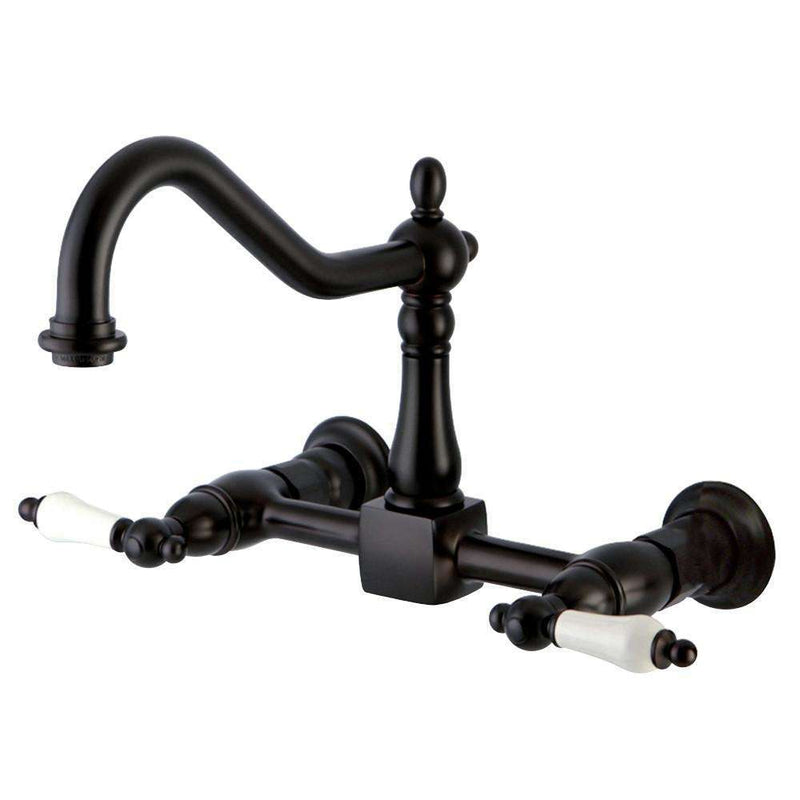 Kingston KS1245PL Heritage 8 in. Wall Mount Kitchen Faucet