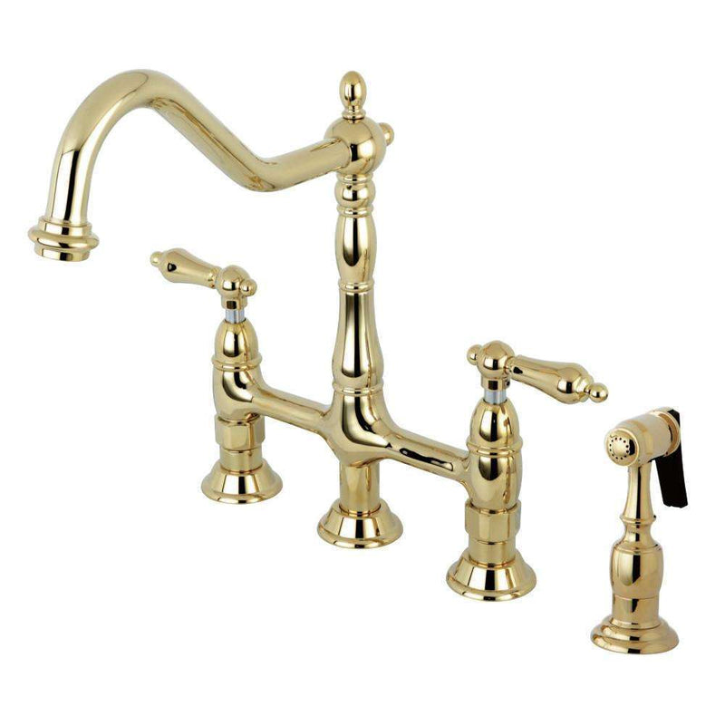 Kingston KS1272ALBS Heritage 8 in. Bridge Kitchen Faucet W/