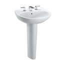 TOTO Prominence Oval Basin Pedestal Bathroom Sink with CeFiONtect for 8 inch Center Faucets, Cotton White LPT242.8G