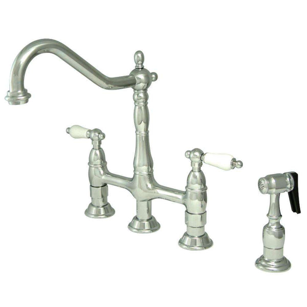 Kingston KS1271PLBS Heritage 8 in. Bridge Kitchen Faucet W/