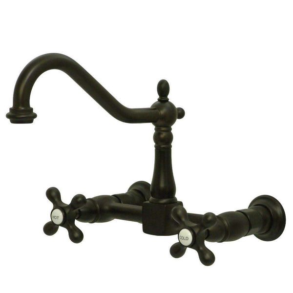 Kingston KS1245AX Heritage 8 in. Wall Mount Kitchen Faucet