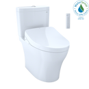 TOTO WASHLET Aquia IV Two-Piece Elongated Dual Flush 1.28 and 0.8 GPF Toilet and Contemporary WASHLET S550e Bidet Seat, Cotton White MW4463056CEMG