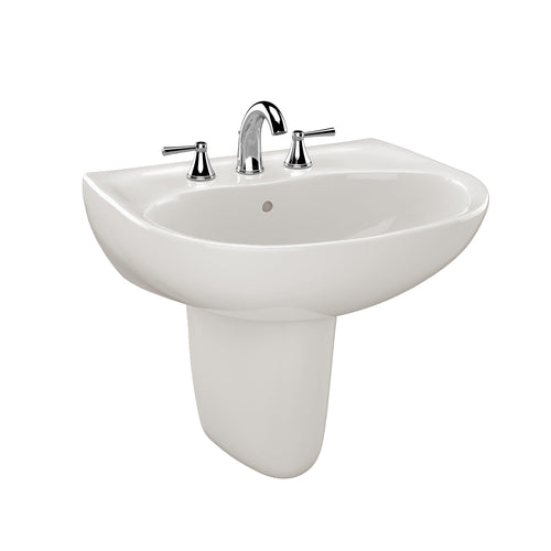 TOTO Supreme Oval Wall-Mount Bathroom Sink with CeFiONtect and Shroud for 4 Inch Center Faucets, Colonial White LHT241.4G#11